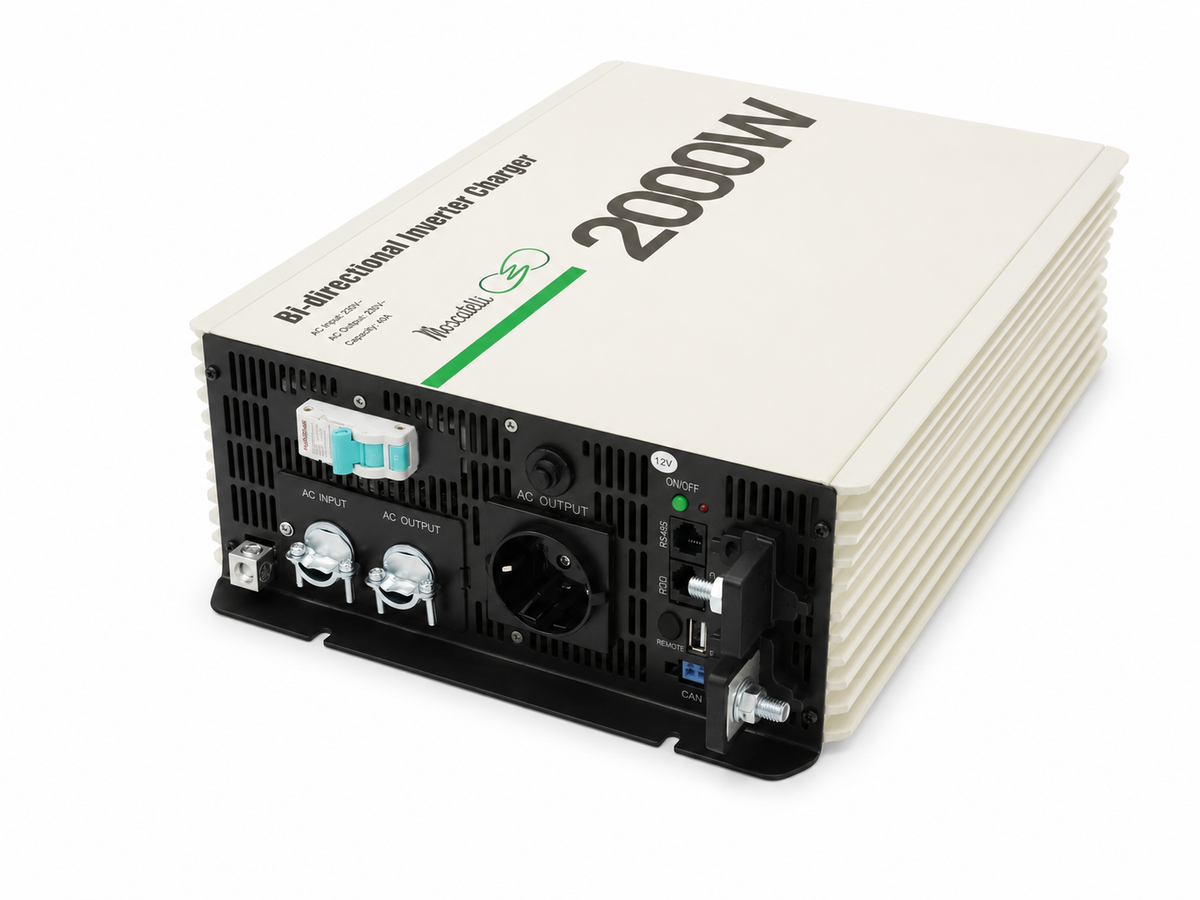 Inverter-Charger Bidirezionale 2000W con RCD