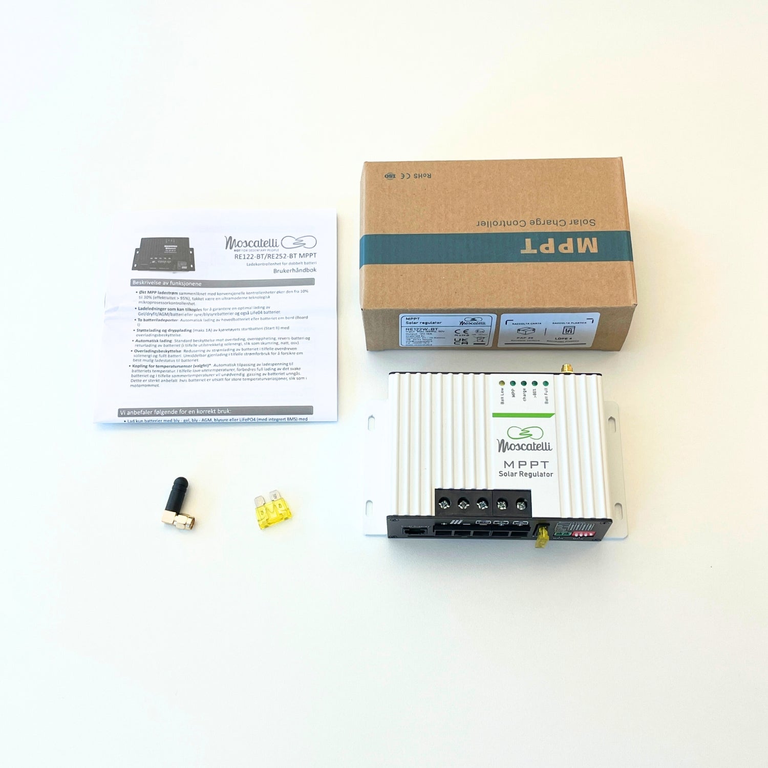 12 A DUO MPPT Solar Controller – External Fuse – Integrated Bluetooth – White